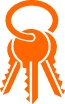 Oranje icoon van een sleutelbos met 3 sleutels